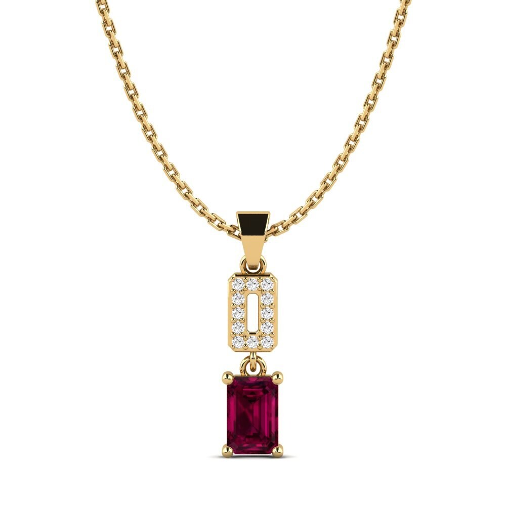 Emerald Cut Rhodolite Garnet Pendant Aizenay
