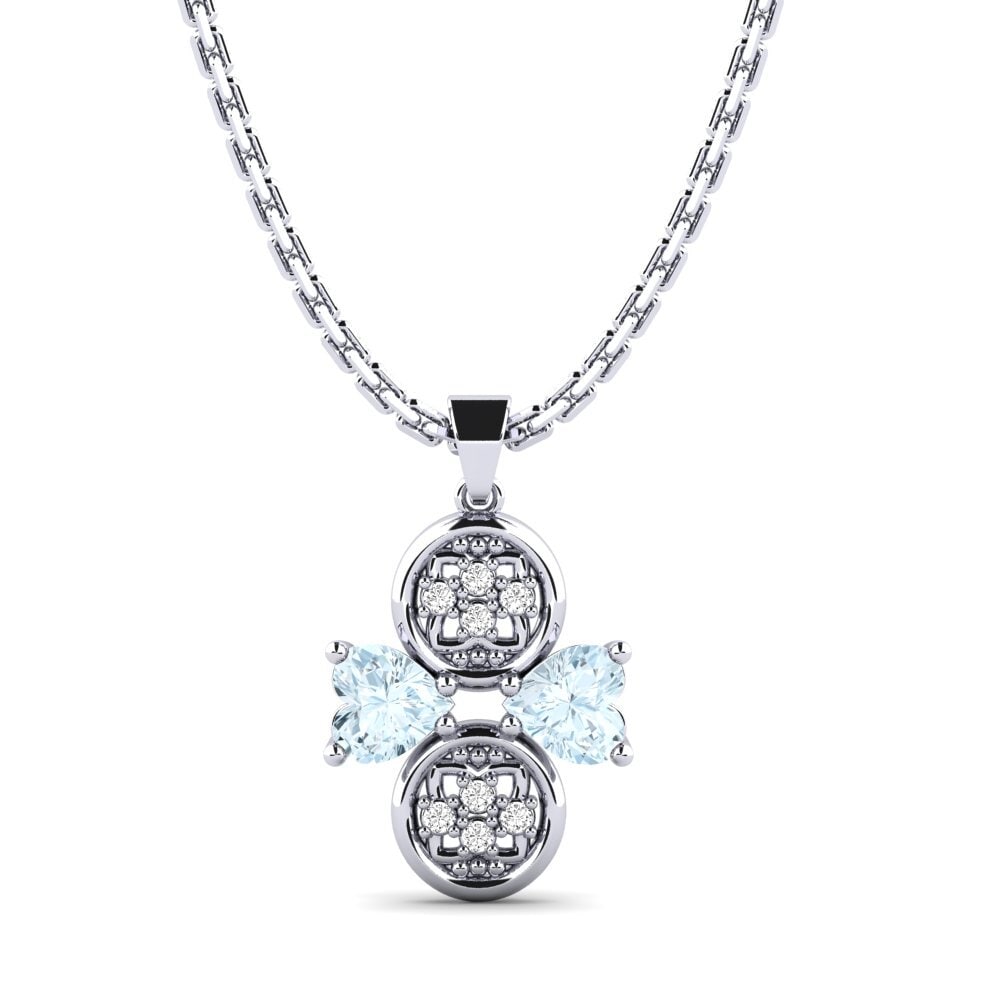 Trái Tim Đá Aquamarine Mặt dây chuyền nữ Azured