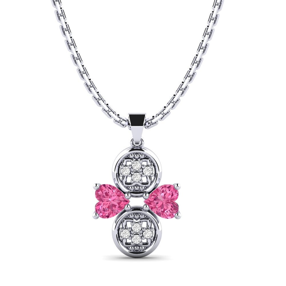 Trái Tim Đá Tourmaline Hồng / Bích tỷ Mặt dây chuyền nữ Azured