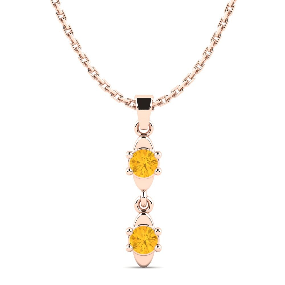 14k Oro Rosa Citrino Colgante de Mujer Birkho