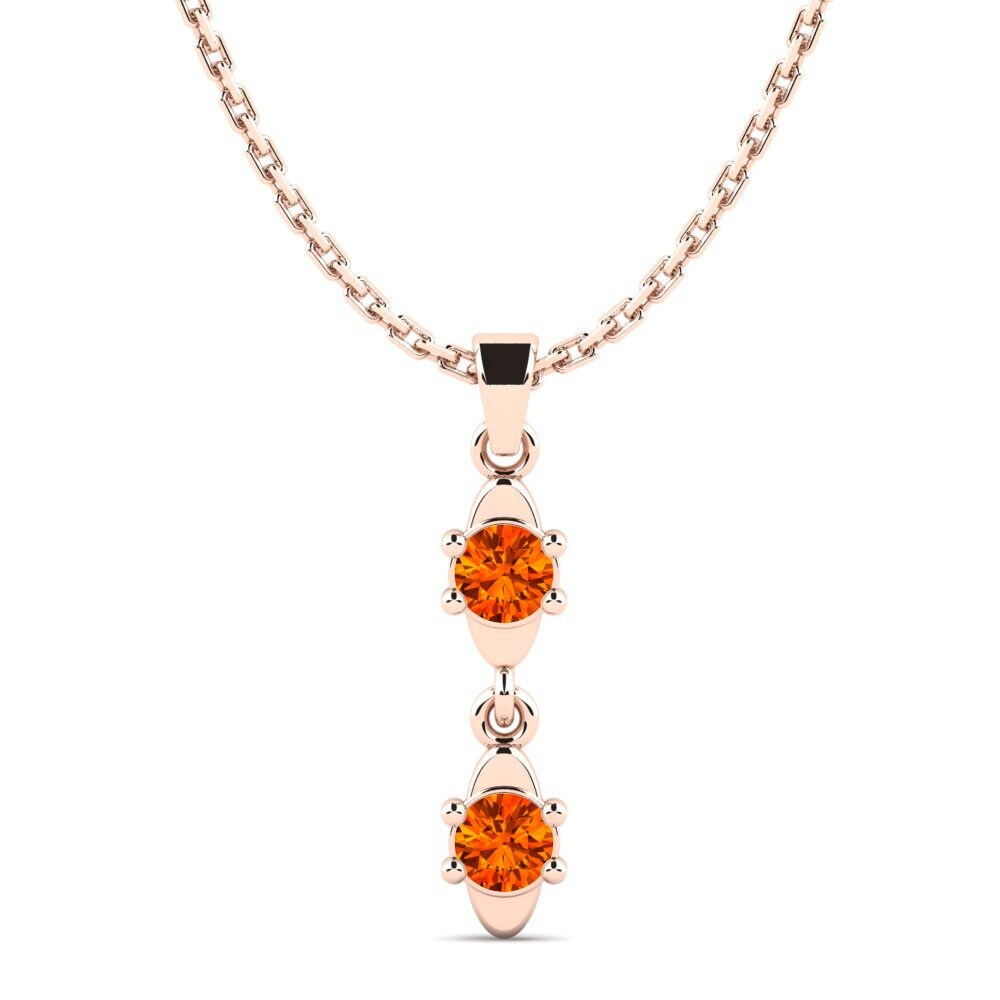 14k Oro Rosa Zafiro Naranja Colgante de Mujer Birkho