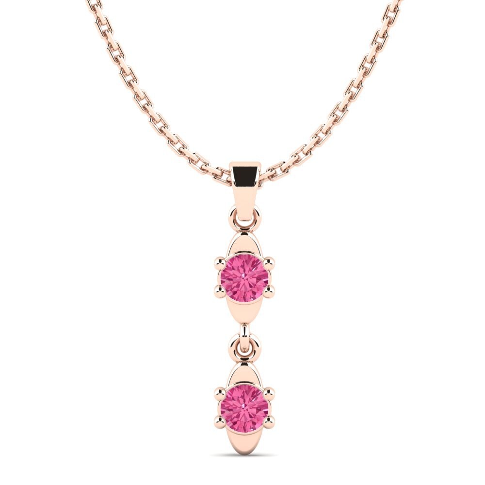 9k Oro Rosa Turmalina rosa Colgante de Mujer Birkho