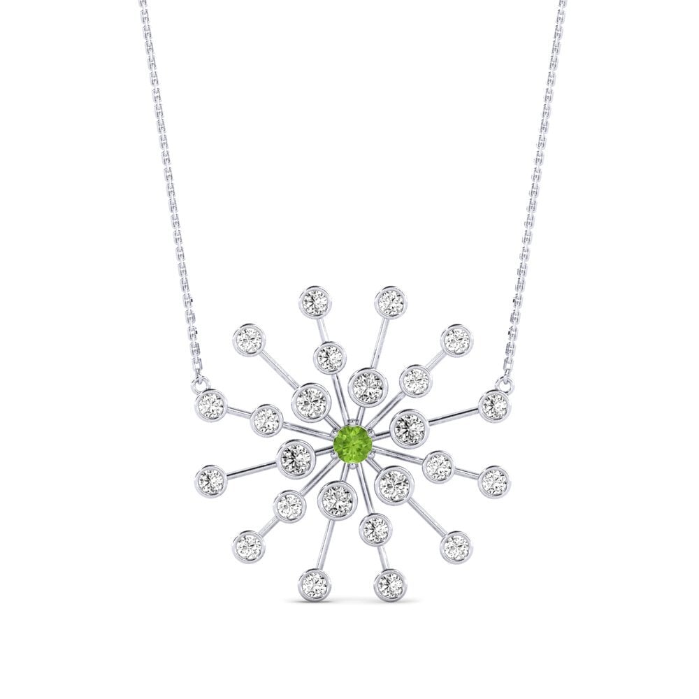 Collier En Argent Massif Avec Péridots - Pierre Naturelle Verte, Bijou Neuf Sans écrin