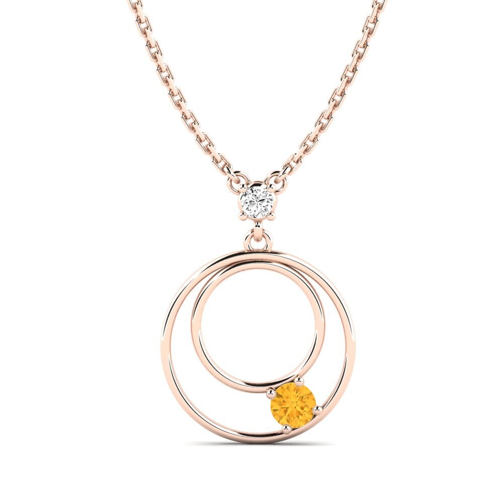 14k Oro Rosa Citrino Collar de Mujer Burneyy