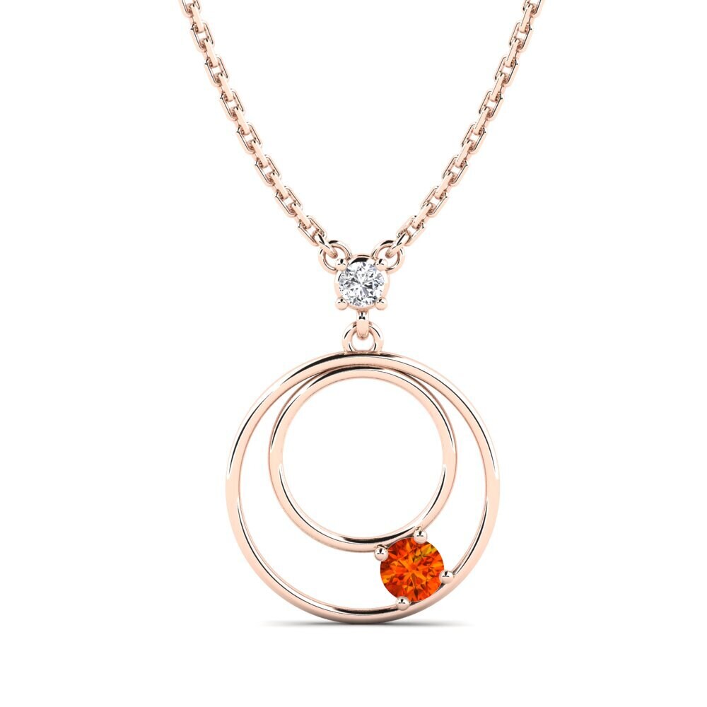 14k Oro Rosa Zafiro Naranja Collar de Mujer Burneyy