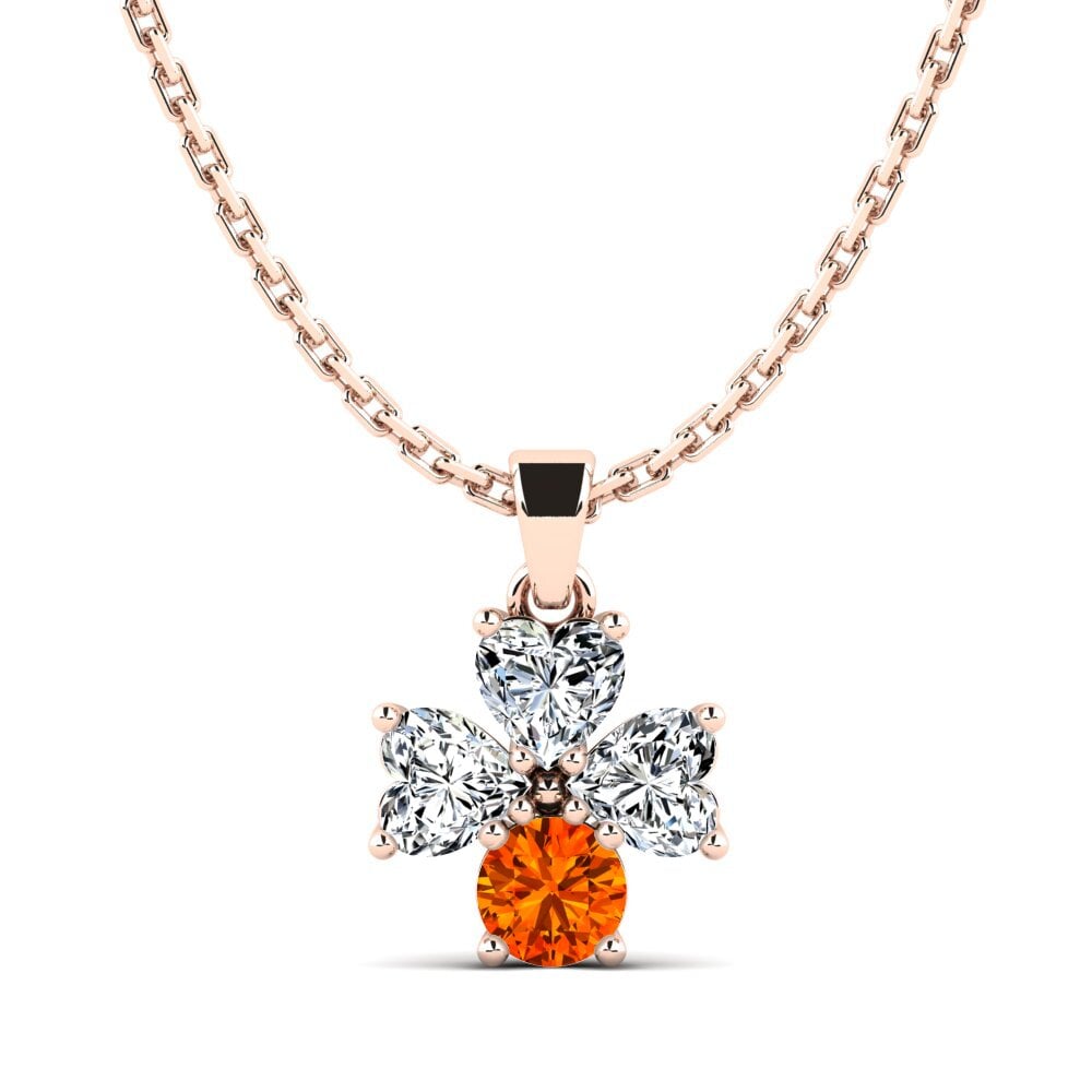 14k Oro Rosa Zafiro Naranja Colgante de Mujer Cambay