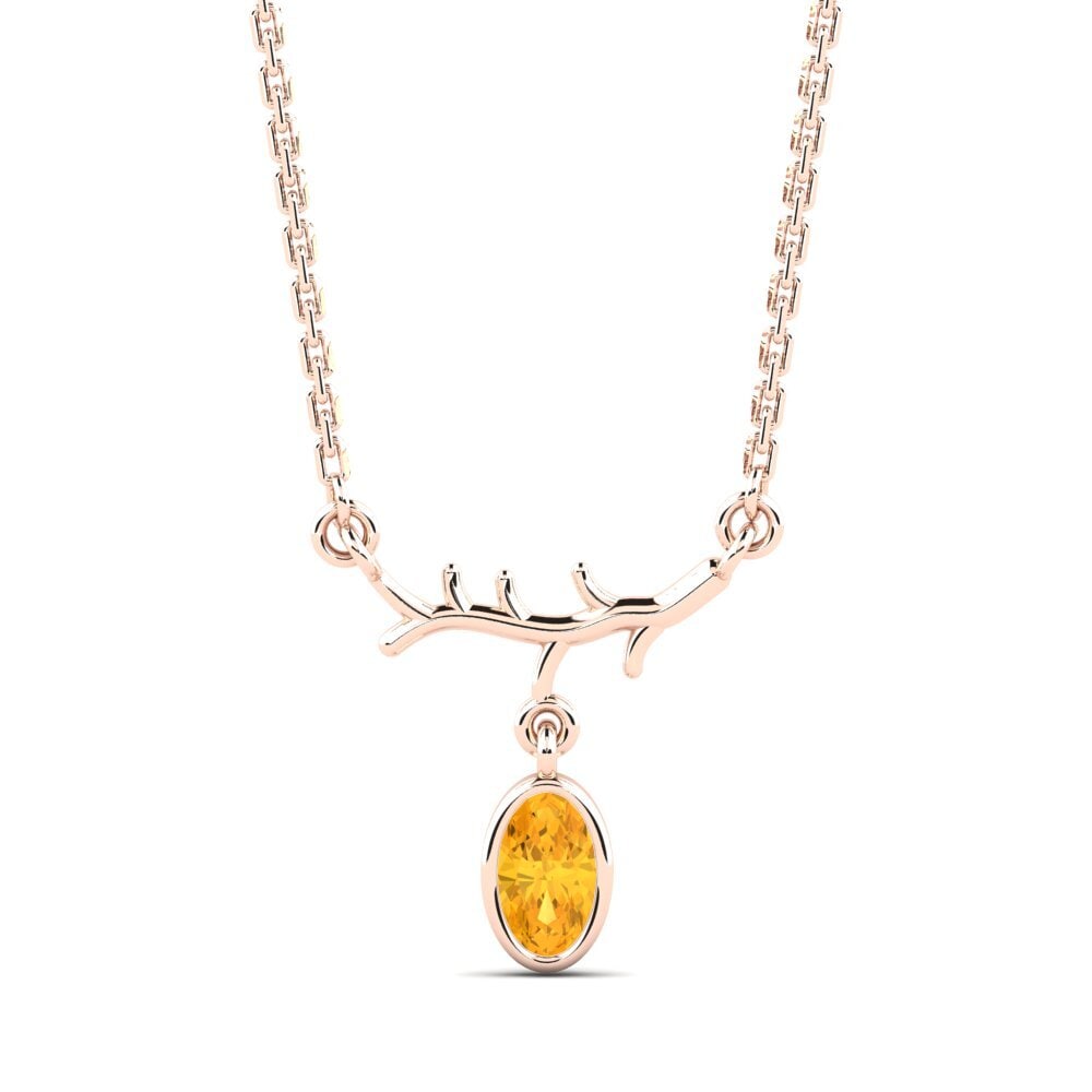 14k Oro Rosa Citrino Collar de Mujer Chesture