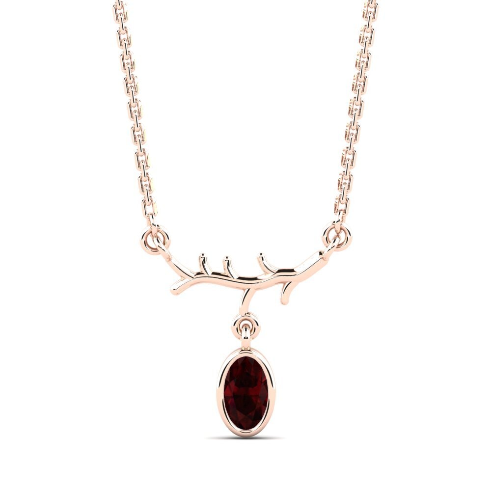 14k Oro Rosa Granate Collar de Mujer Chesture