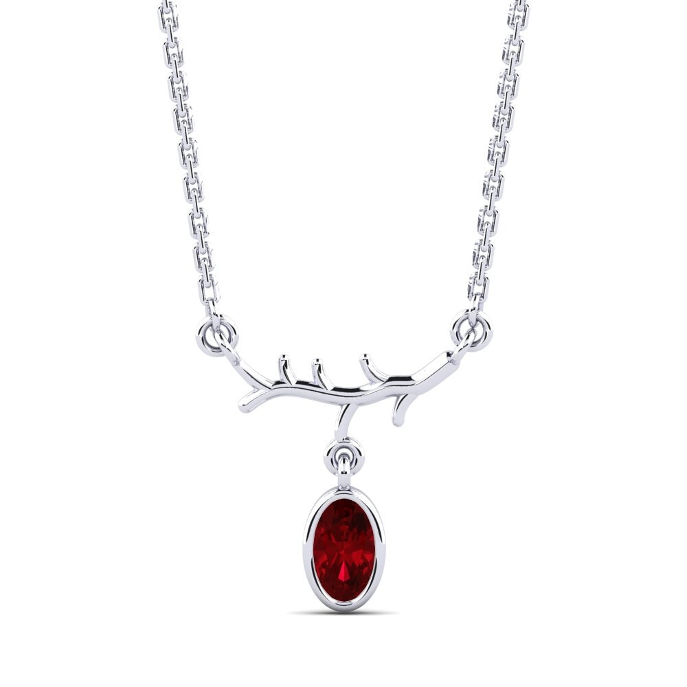 Platino 950 Circonita Roja Collar de Mujer Chesture