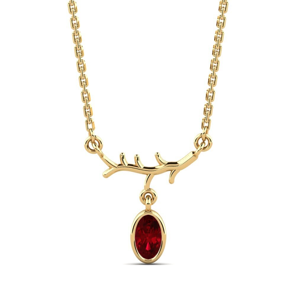 9k Oro Amarillo Circonita Roja Collar de Mujer Chesture