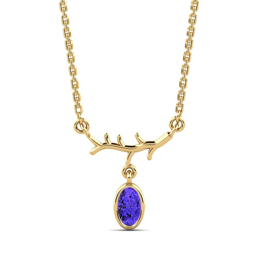 18k Oro Amarillo Tanzanita Collar de Mujer Chesture
