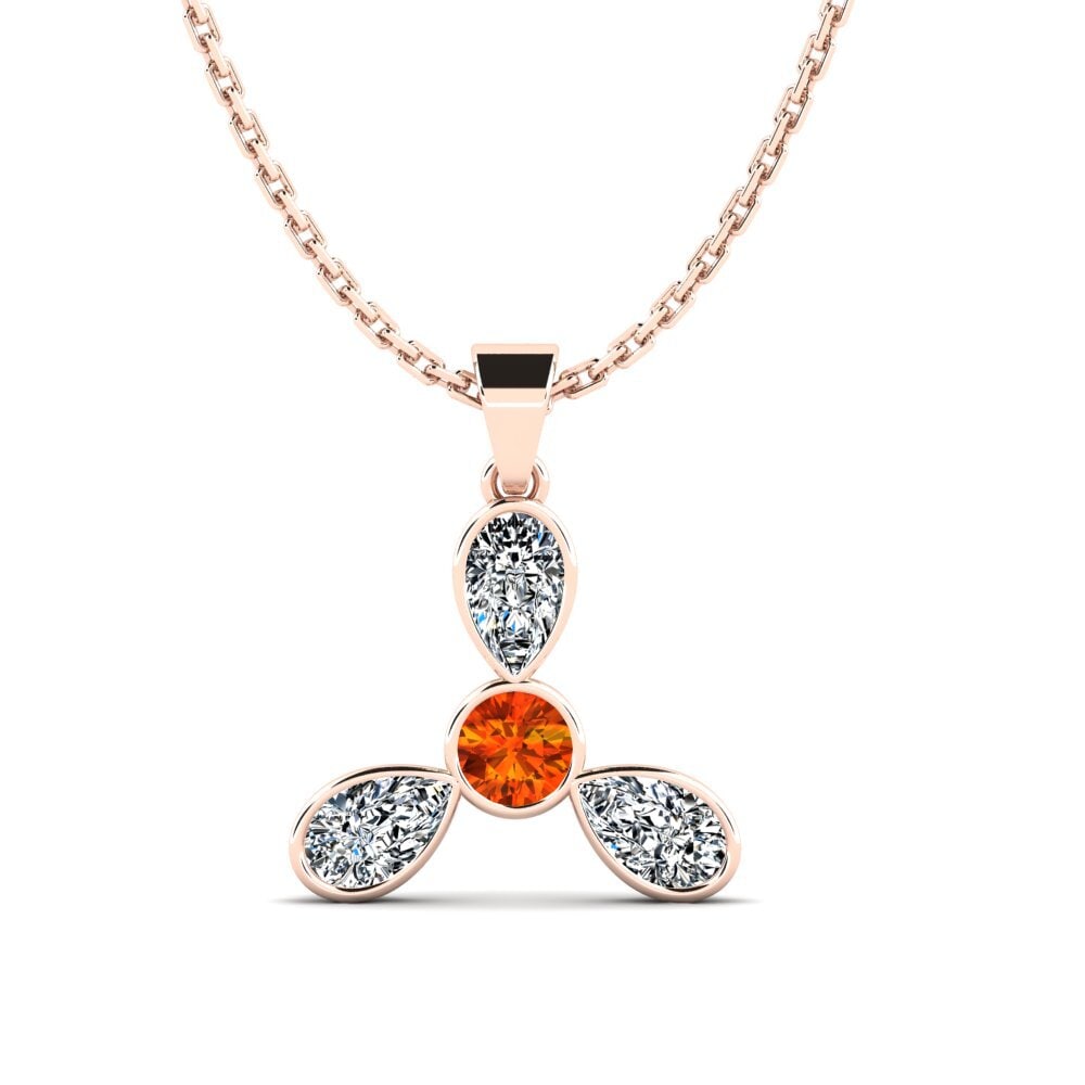 14k Oro Rosa Zafiro Naranja Colgante de Mujer Drabe
