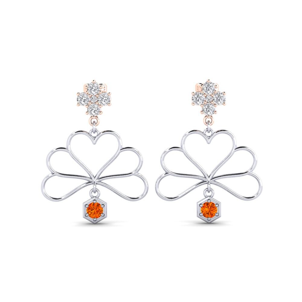 Boucles D'oreilles Pendantes En Argent Sterling Avec Citrine, Tourmaline Et Saphir - Neuf Avec étiquettes