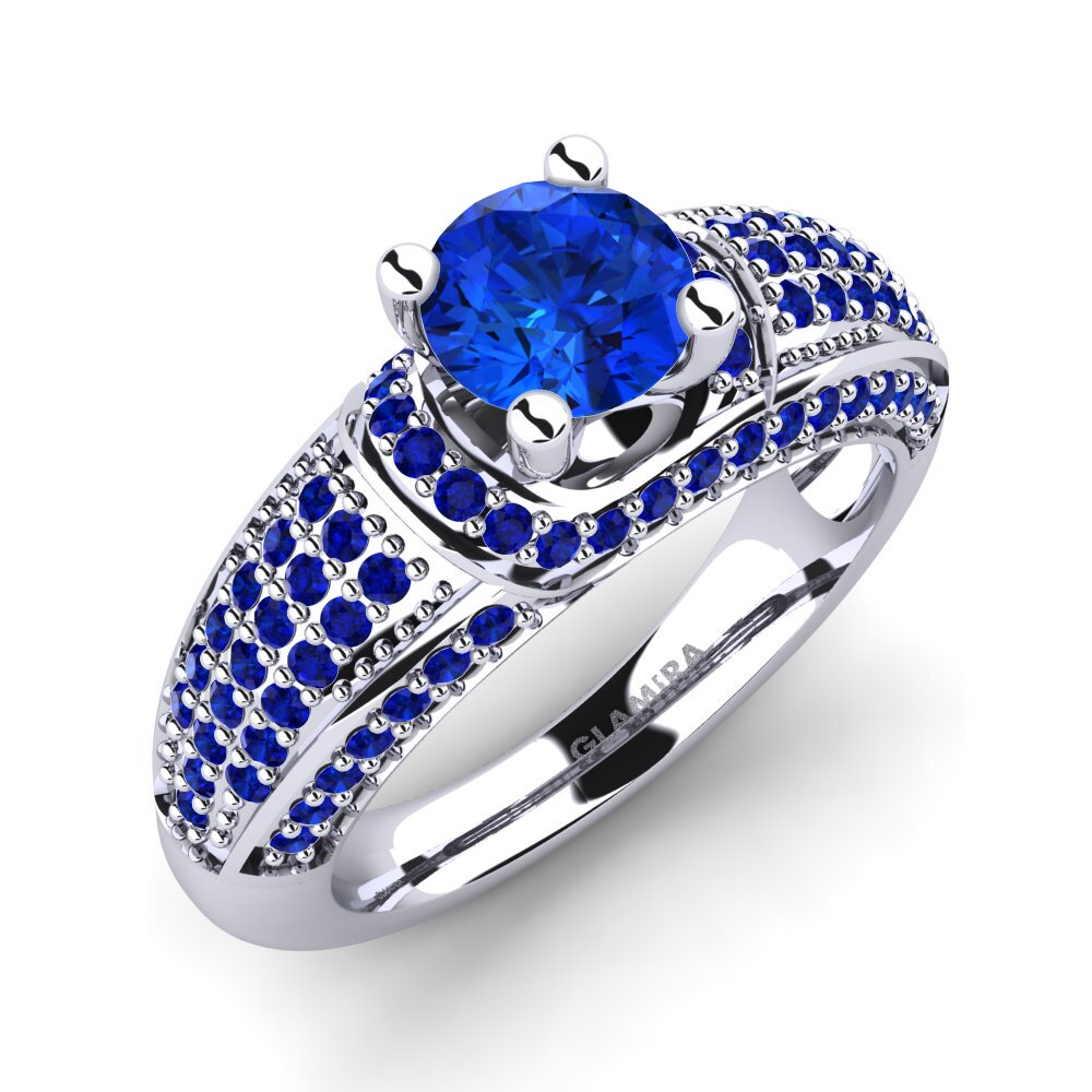 14ct White Gold Sapphire (Lab Created) Engagement Ring Anica