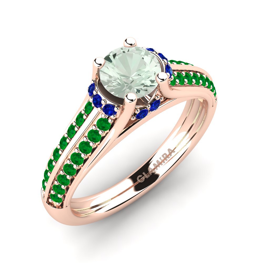 18k Oro Rosa Amatista verde Anillo de compromiso Eleta