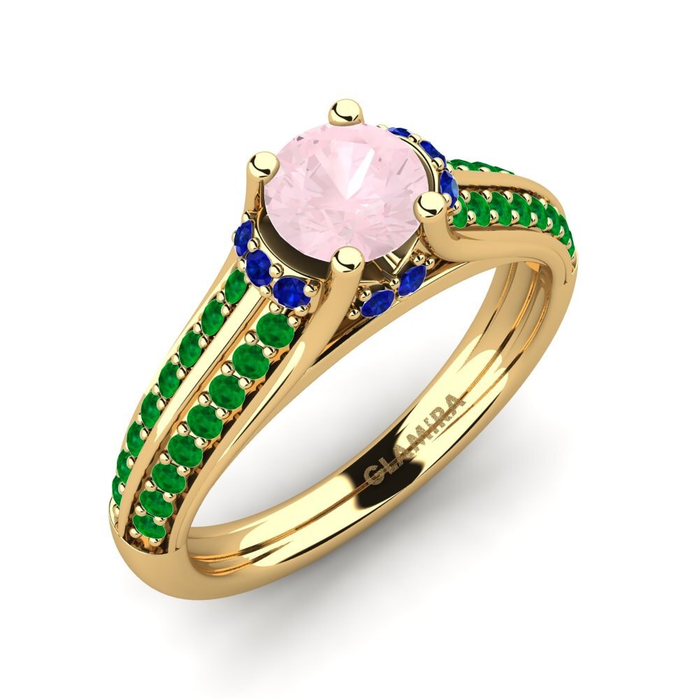 18K Yellow Gold Rose Quartz Engagement Ring Eleta