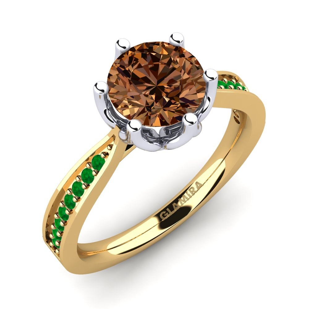 9K Yellow & White Gold Engagement Ring Hiya
