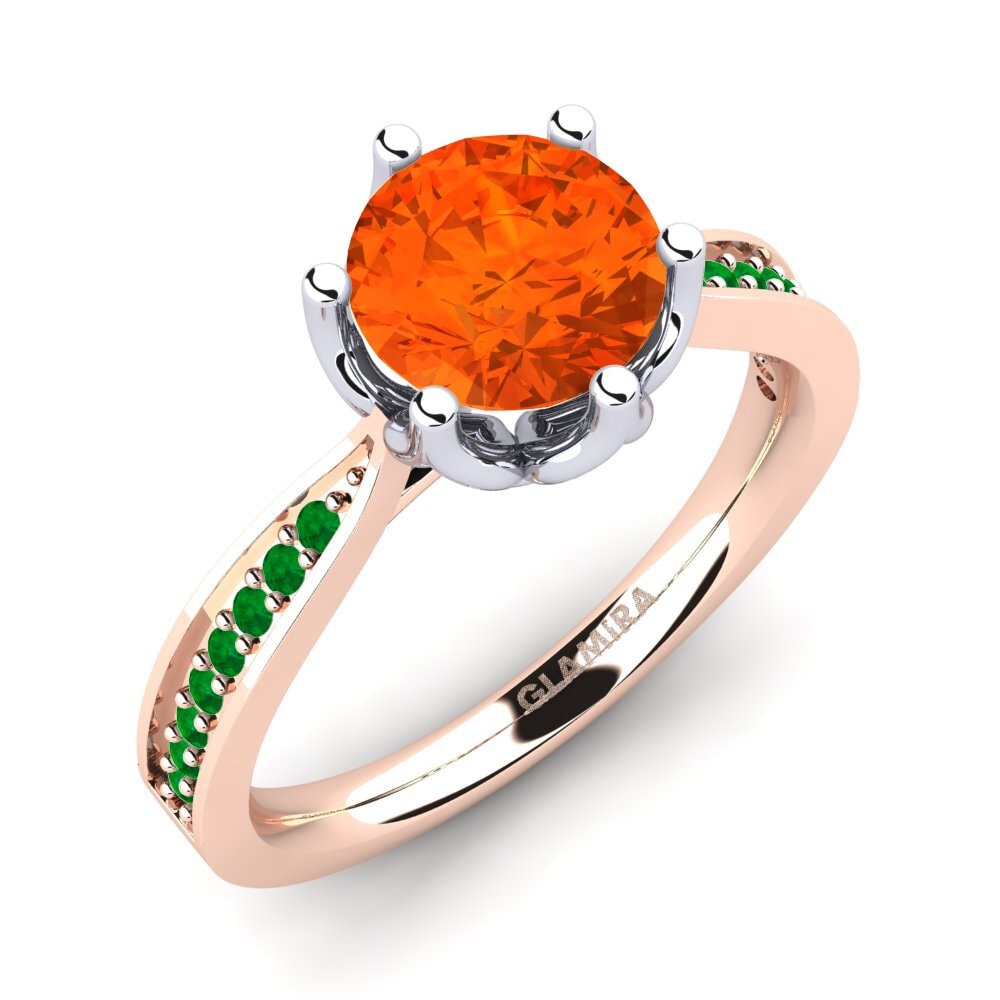 18K Rose & White Gold Fire-Opal Engagement Ring Hiya