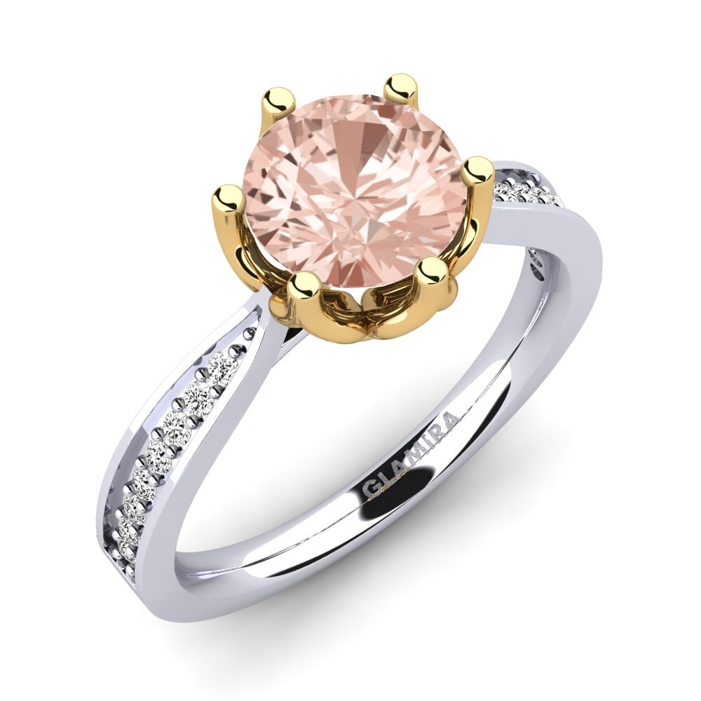 14ct White / Yellow Gold Morganite Engagement Ring Hiya