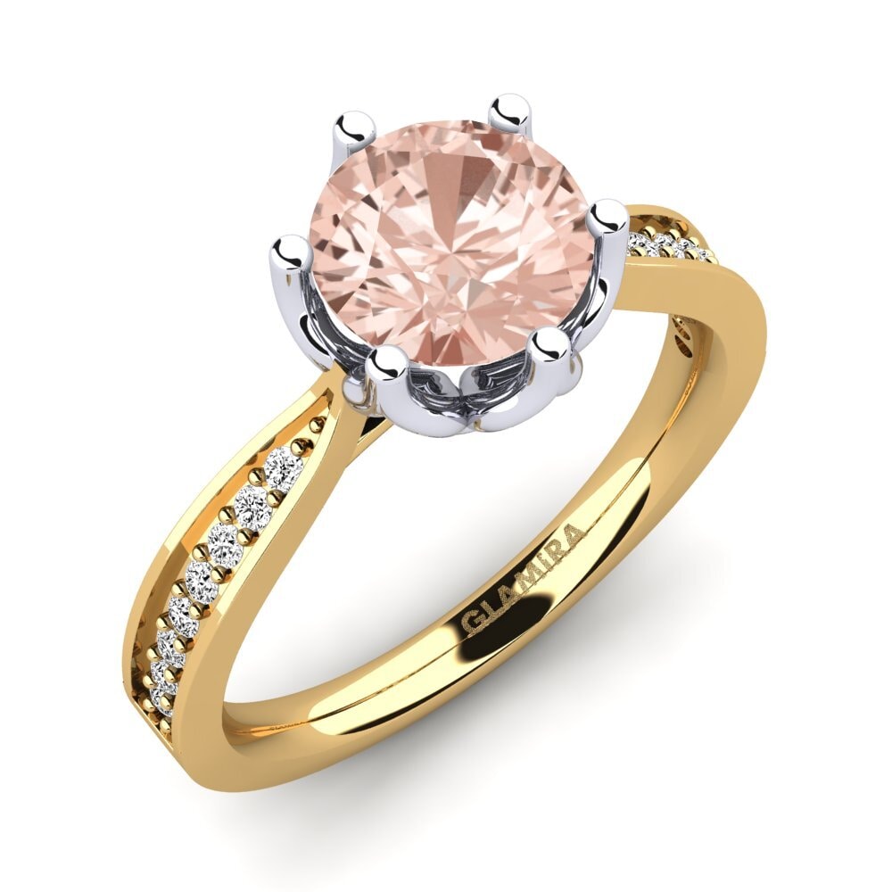 14ct Yellow / White Gold Morganite Engagement Ring Hiya