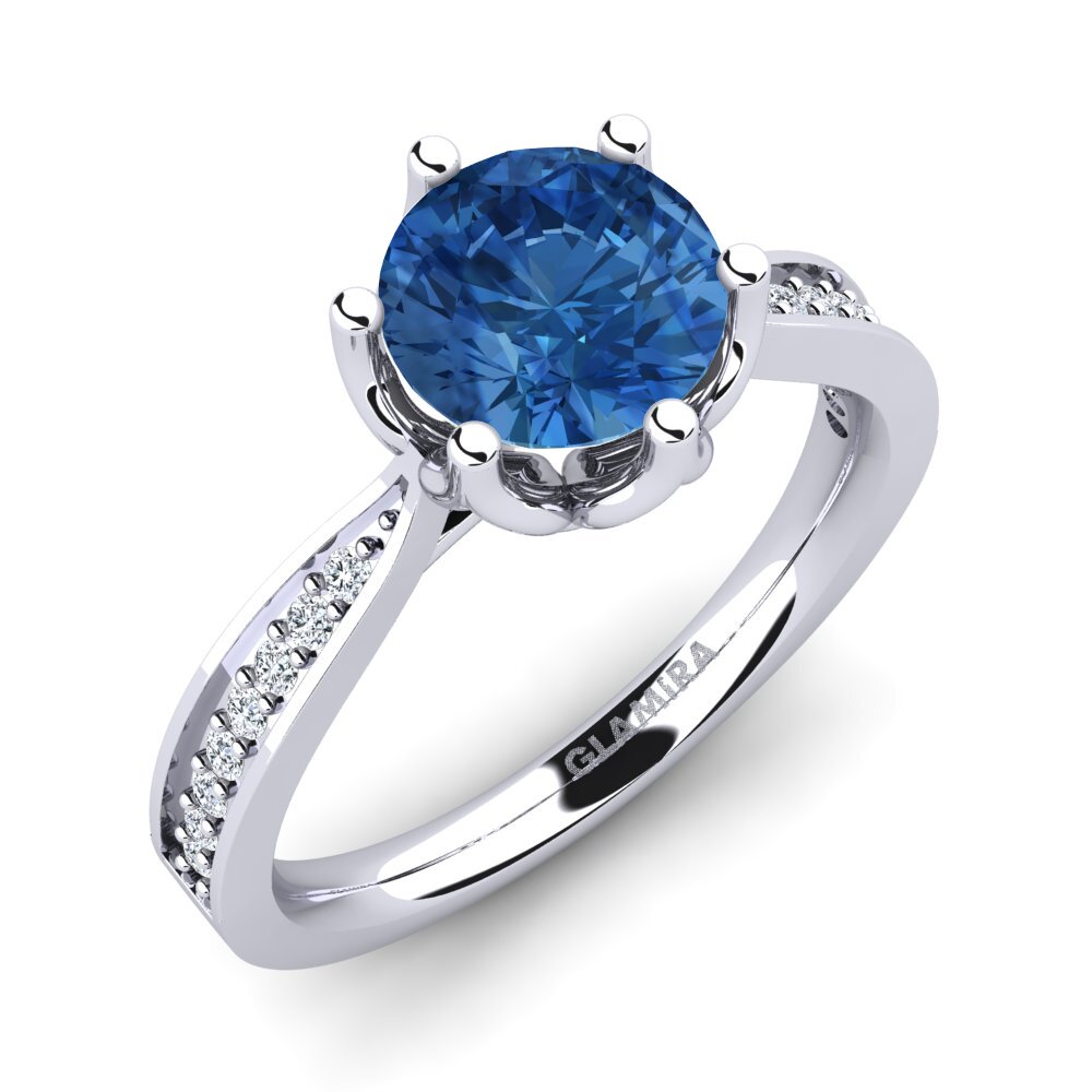 Dark Blue Zirconia Engagement Ring Hiya
