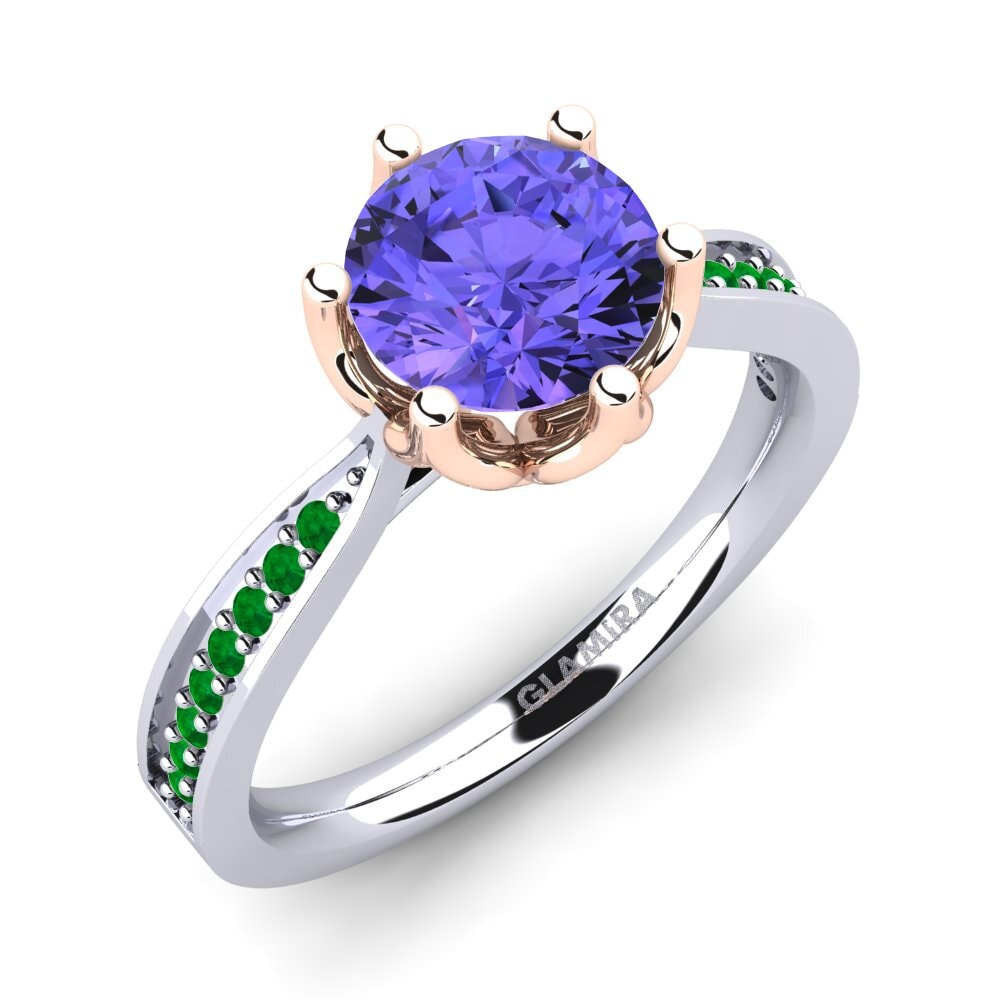 14K Wit & Rood Goud Tanzaniet Verlovingsring Hiya