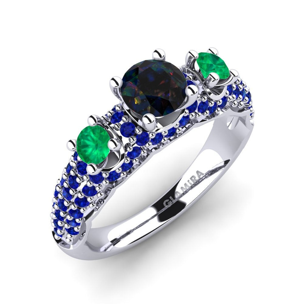 Black Opal Engagement Ring Lilava