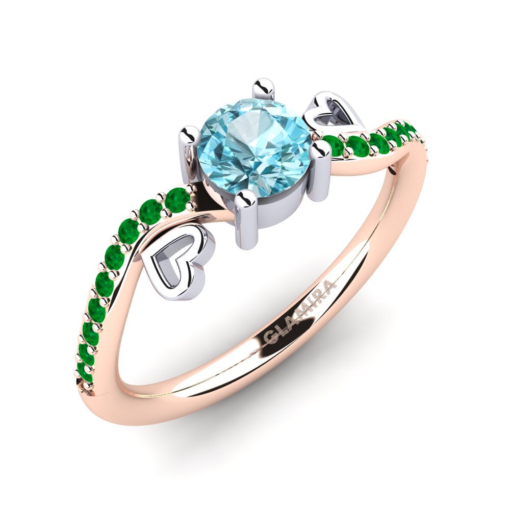14k Oro Rosa & Blanco Circón Azul Anillo de compromiso Mabule