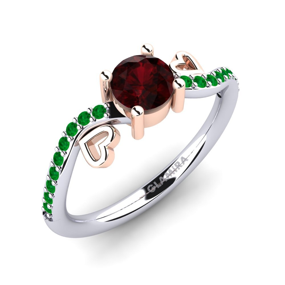 14K Wit & Rood Goud Granaat Verlovingsring Mabule