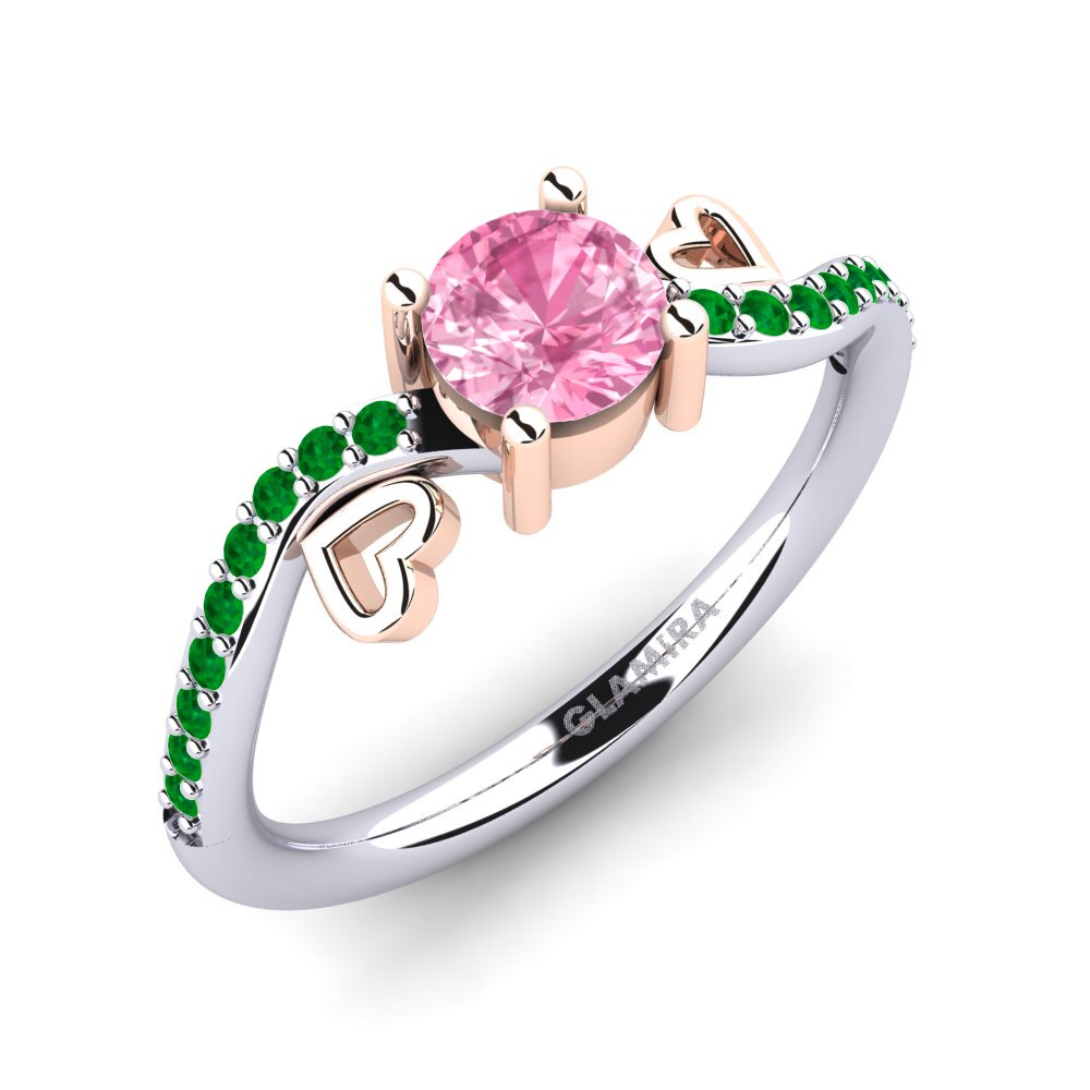 14K Wit & Rood Goud Roze Saffier Verlovingsring Mabule