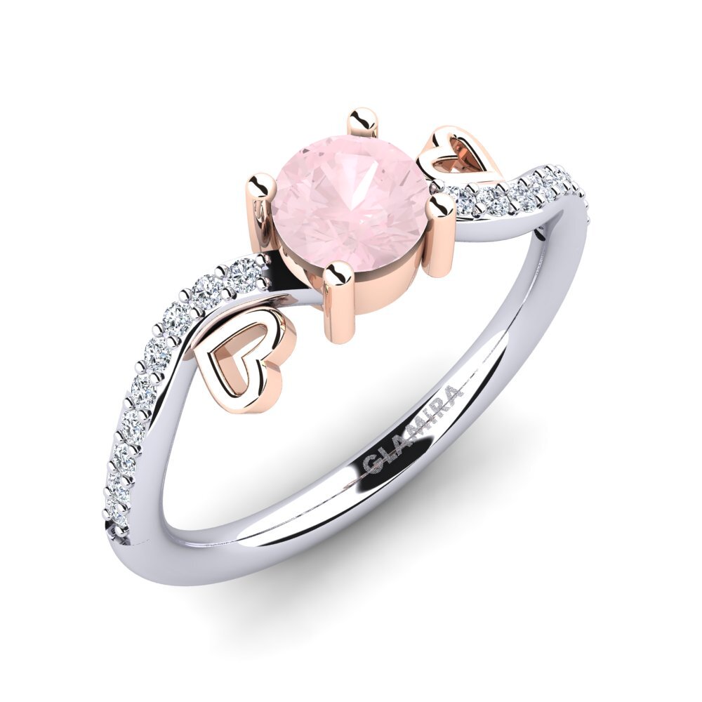 14ct White & Rose Gold Rose Quartz Engagement Ring Mabule