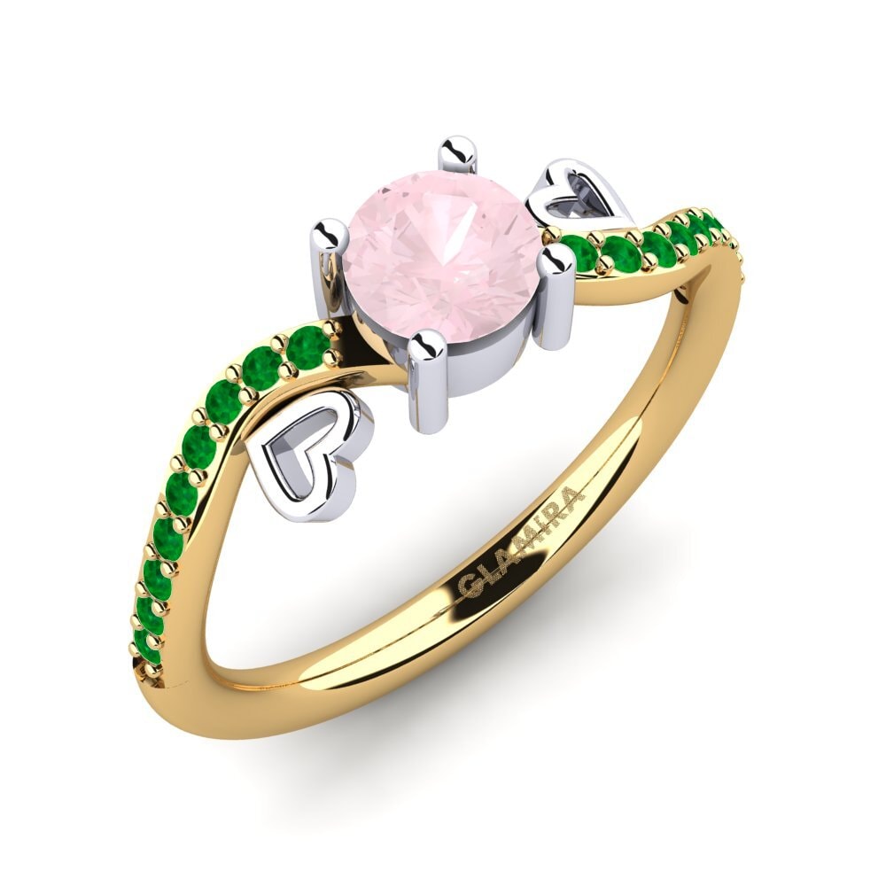 18K Yellow & White Gold Rose Quartz Engagement Ring Mabule