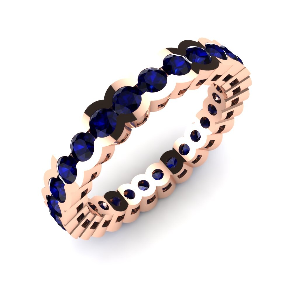 Or rose 14k Zircone Bleu Foncé Bague Susan