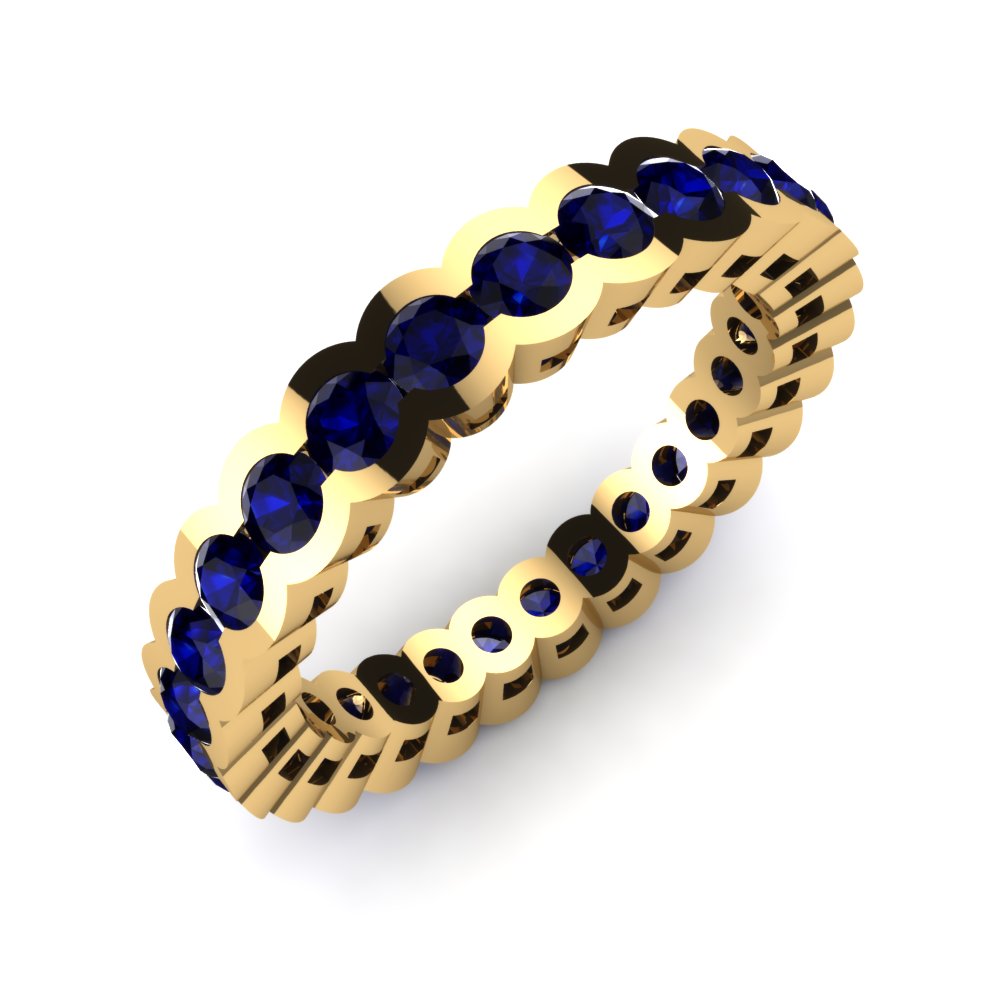 Or Jaune 14k Zircone Bleu Foncé Bague Susan