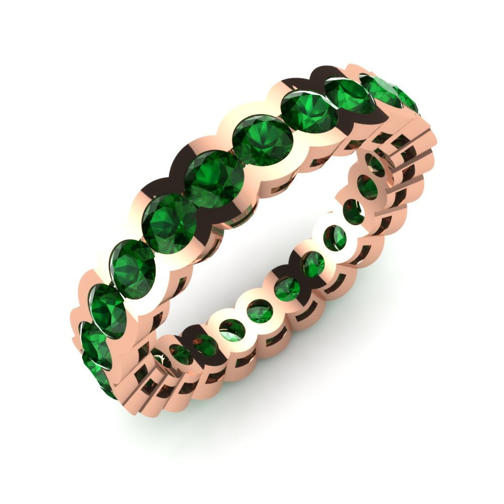 Or rose 14k Zircone Vert Bague Margaret