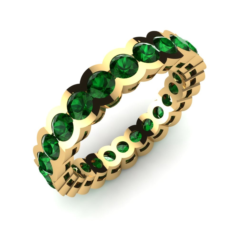 Or Jaune 14k Zircone Vert Bague Margaret