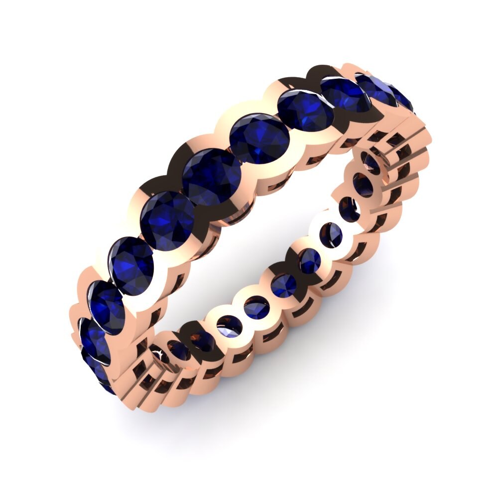 Or rose 14k Zircone Bleu Foncé Bague Margaret