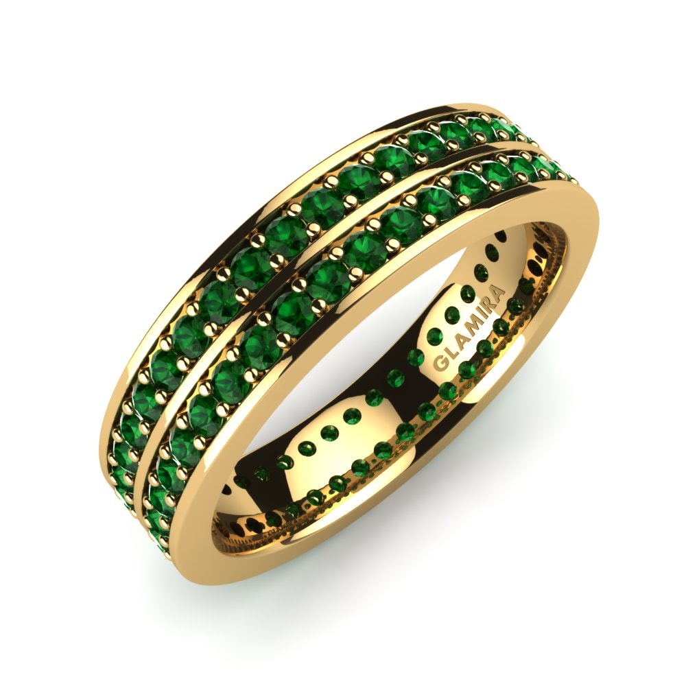 Or Jaune 14k Zircone Vert Bague Wendy