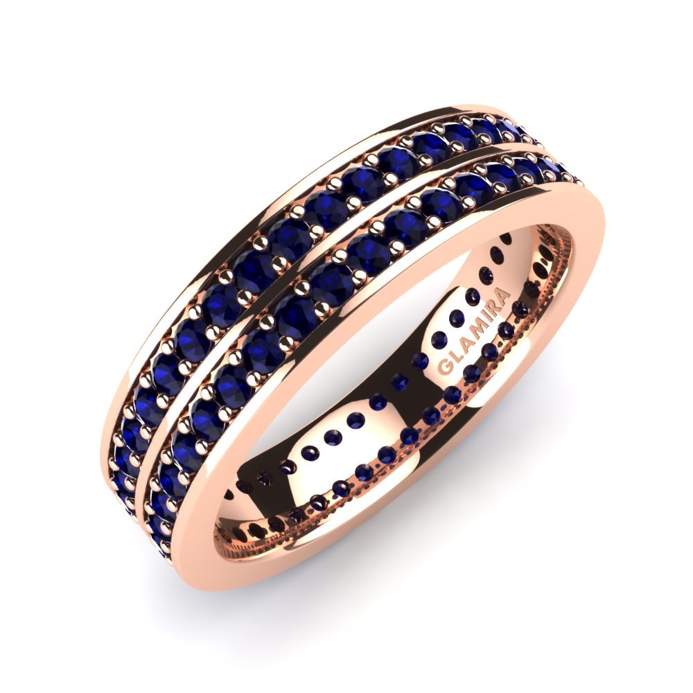 Or rose 14k Zircone Bleu Foncé Bague Wendy