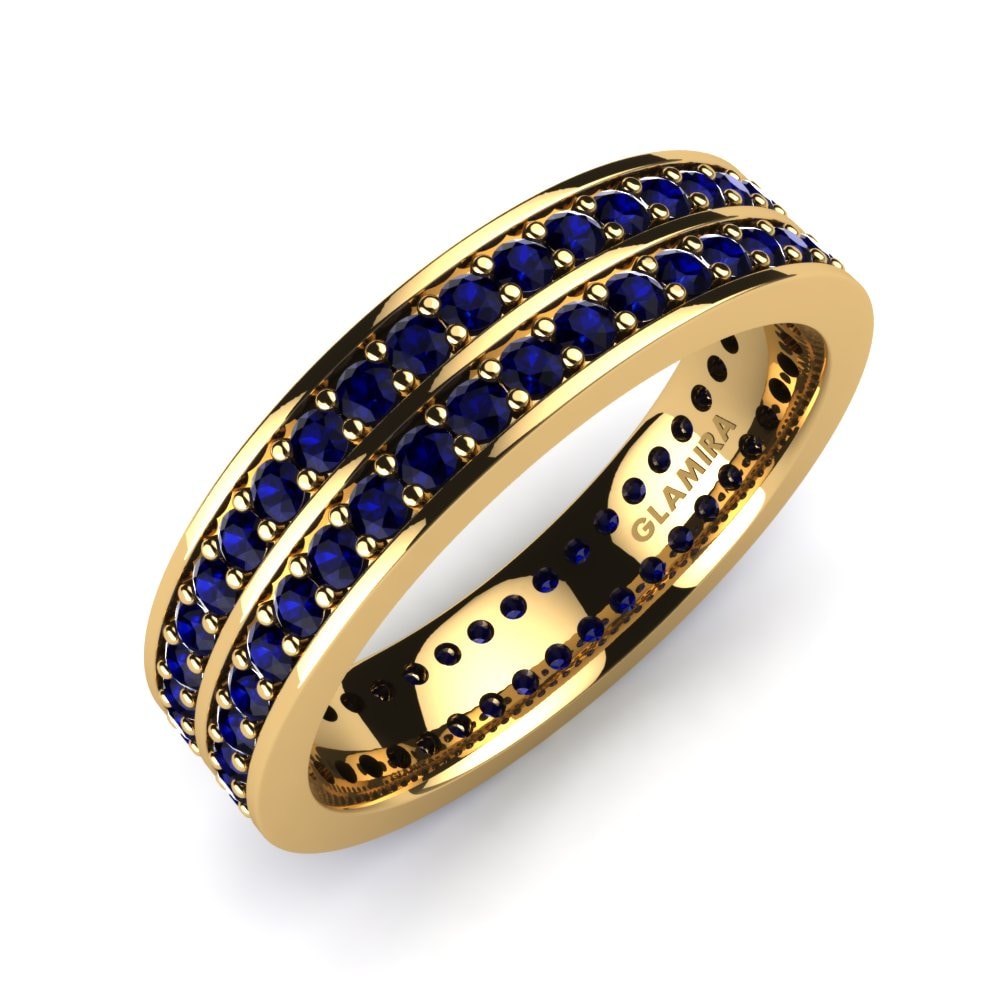 Or Jaune 14k Zircone Bleu Foncé Bague Wendy