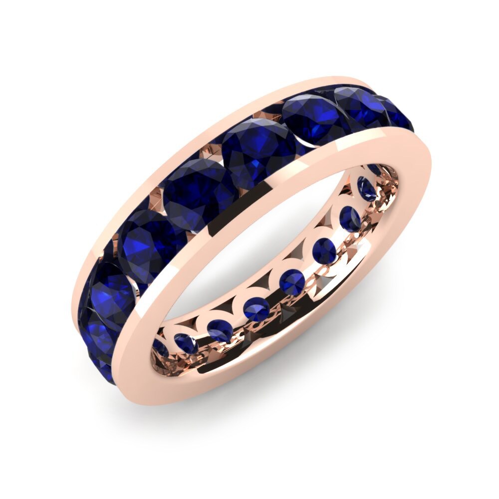 Or rose 14k Zircone Bleu Foncé Bague Dorothy