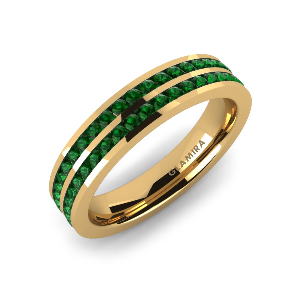 Or Jaune 14k Zircone Vert Bague Teresa