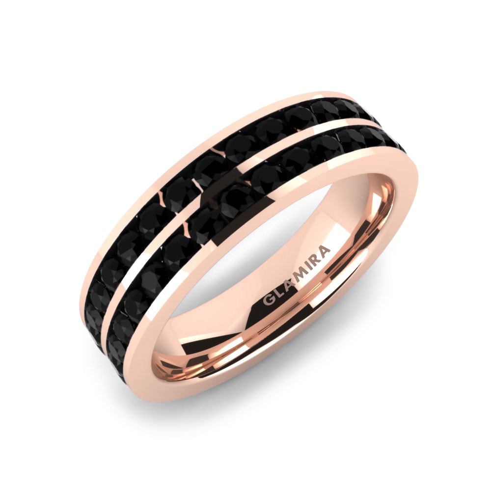 Or rose 14k Diamant Noir Bague Judith