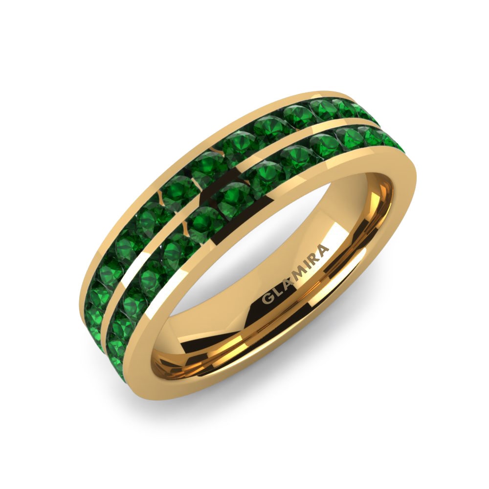 Or Jaune 14k Zircone Vert Bague Judith
