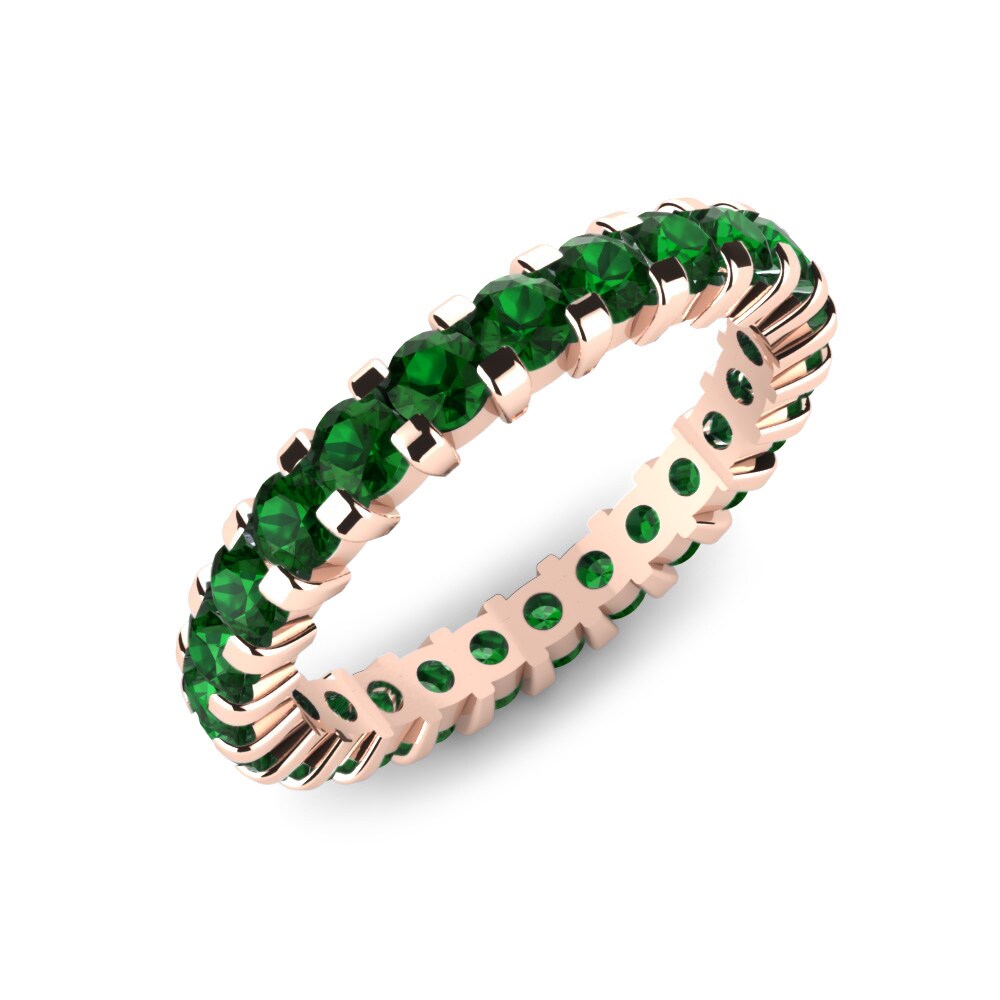 Or rose 14k Zircone Vert Bague Sarah