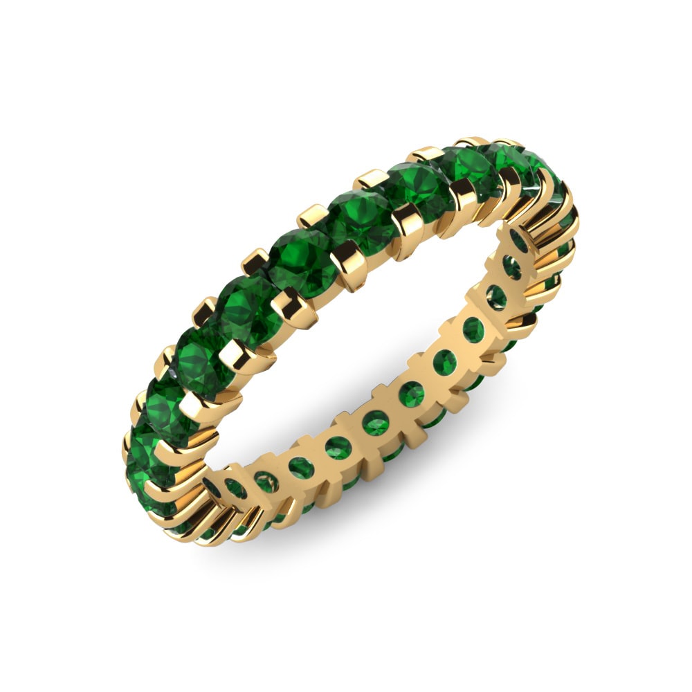 Or Jaune 14k Zircone Vert Bague Sarah
