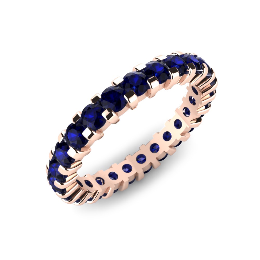 Or rose 14k Zircone Bleu Foncé Bague Sarah