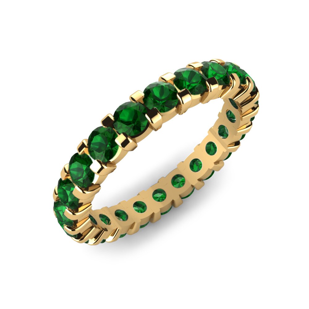 Or Jaune 14k Zircone Vert Bague Bonnie