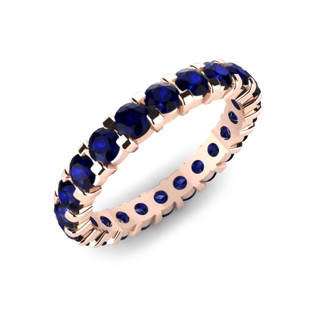 Or rose 14k Zircone Bleu Foncé Bague Bonnie