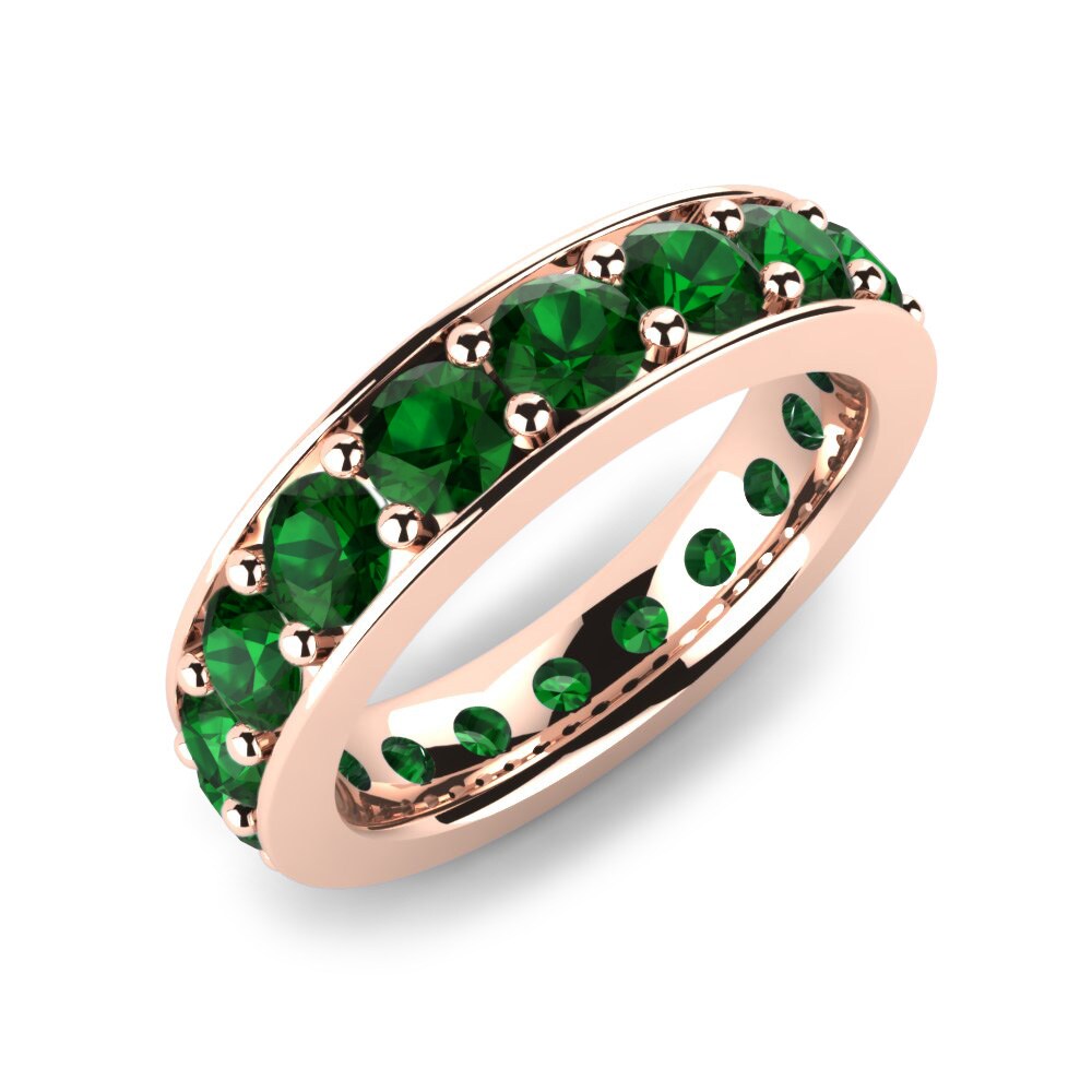 Or rose 14k Zircone Vert Bague Sonia
